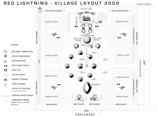 The Red Lightning village layout as drawn by E. Marley