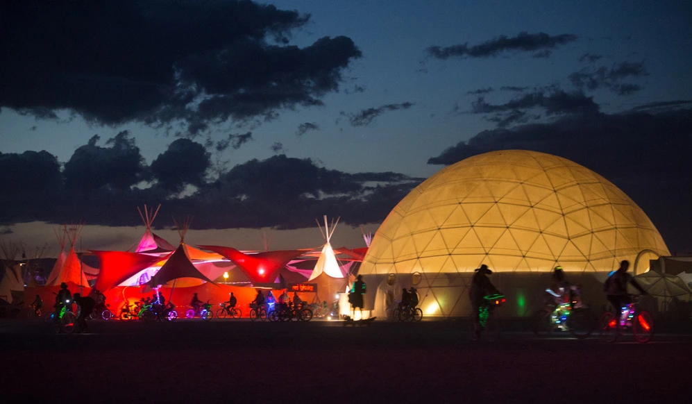 Mandala and 60ft Dome at Burning Man (Red Lightning Camp)