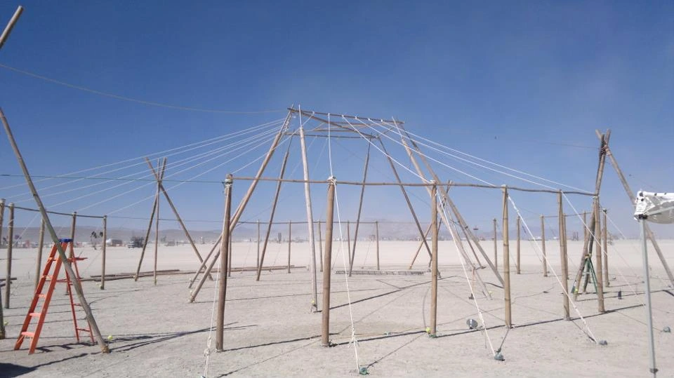 Construction of Entelechy at Burning Man (Red Lightning Camp)